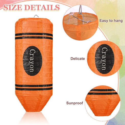 Retisee 12 Pcs Crayon Hanging Lanterns Preschool Classroom Decor End of The Year Hanging Backdrop Crayons Preschool