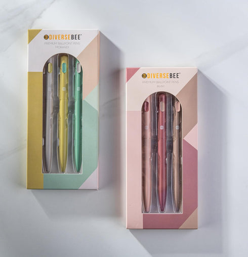 DIVERSEBEE Black Ink Ballpoint Pens, 3 Pack, Retractable No Bleed Bible Pens, Cute Aesthetic Pastel Pens