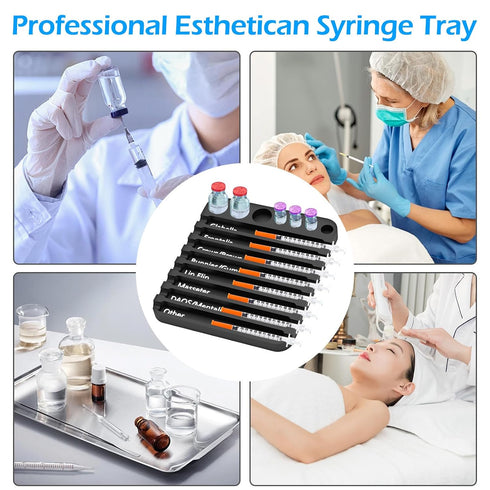 BQDQYBS 8 Aesthetic Practitioner Syringe Tray with Slots Label, Vial Holder/Syringe Tray Combination for Aestheticians