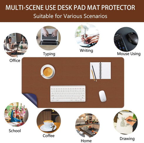 Writing Desk Pad Laptop Mat, PU Leather Desk Blotter Pad, Waterproof Durable Dual-Sided Writing Mat 16 X 24 Inch