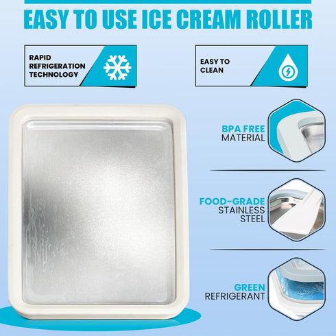 (14"x10") Extra Large Rolled Ice Cream Maker - Make Instant IceCream w/the Family - Manual Roll Your Own IceCream
