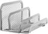 NUOBESTY Metal Mesh Vertical Book Organizer Desk Mail Sorter, Small Rack with Upright Compartments - Silver