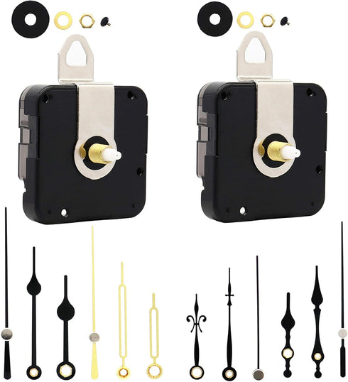 TIKROUND 12888 2 Pack Clock Movement Mechanism with 4 Pairs of Short Hands, Quartz Clock Motor Kit