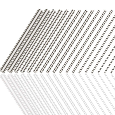 Glarks 18Pcs Stainless Steel Solid Round Rod Lathe Bar Stock - Assorted for DIY Craft Tool, Diameter 2.5-8mm Length
