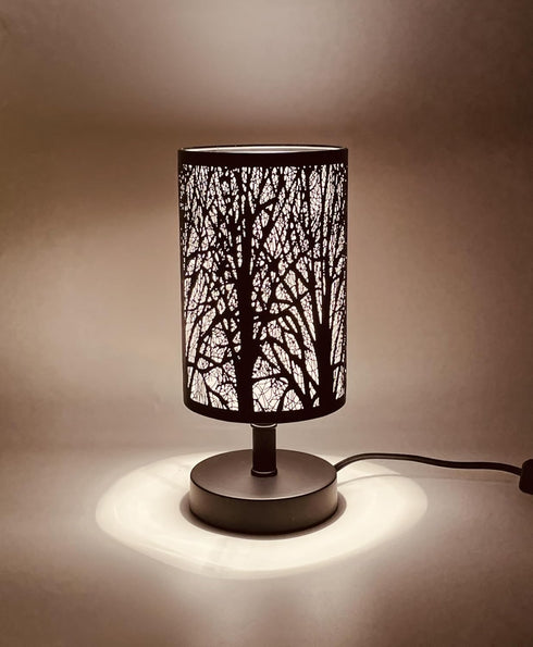 Table Lamps Bedside Nighting Light Decorative Nightstand Lamp for Bedroom, Living Room, Black Metal Shade Forest
