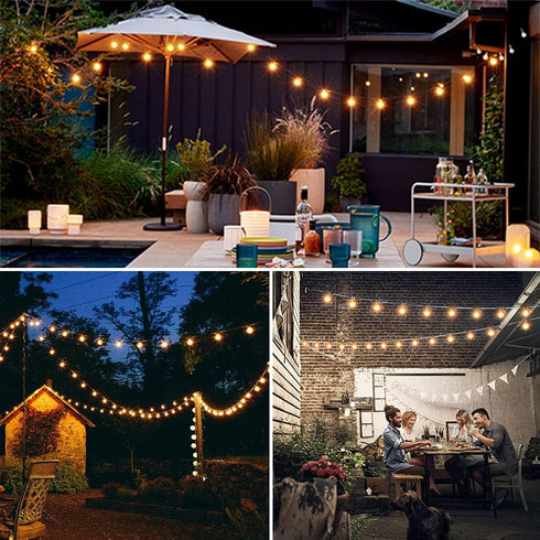 25FT 20 ST58 Bulbs, (25FT) Solar Outdoor String Lights, Patio Lights String Waterproof with Warm White LED Shatterproof