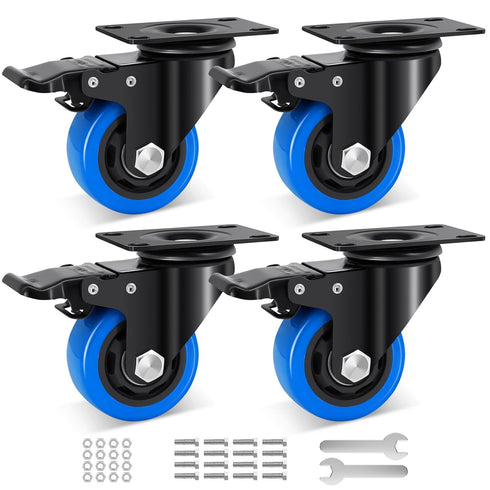 Casters Wheel 3 Inch Set of 4, 1200 Lbs Heavy Duty Dual Locking Industrial Swivel Casters
