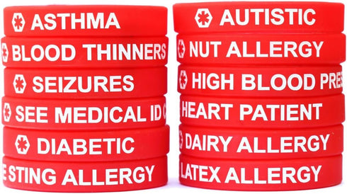 2 Pack 12 of Medical Alert Wristband Bracelets in Options