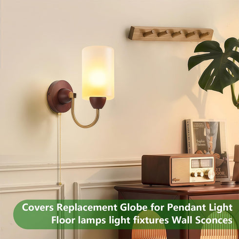 GDMQWSP Fixtures,1-5/8 Inch 4"w 6"hCylinder Glass Lamp Shade Replacement, Frosted Glass Lamp Cover for Pendant Light