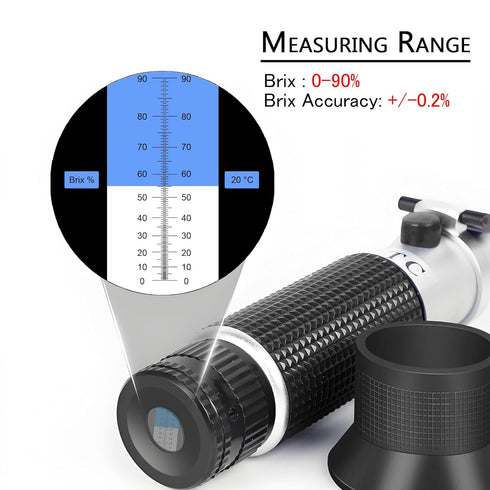 0-90% Brix Meter Refractometer - V·RESOURCING Portable Hand Held Sugar Content Measurement Tool