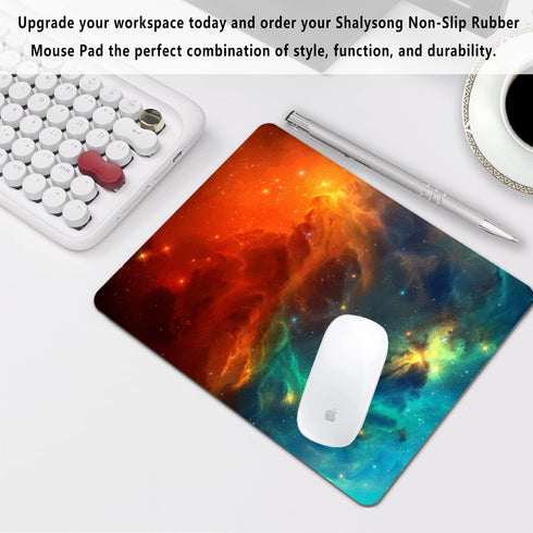 Galaxy Mouse Pad, Orange and Cyan Nebula Mouse Pads for Office Computer, Non-Slip Washable Small Mouse Mat 9.5 X 7.9