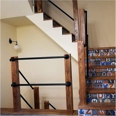 ALDEPO 30-600Cm Non-Slip,10.8Ft/330Cm 1ft/ Grab Bars Handrail Wrought Iron, Industrial Pipe Matte Black Stair Railing