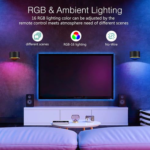 3 6 360Rotate ORIA LED Wall Sconces, Stick on Wall Light, Rechargeable Wall Mounted Lamp with Brightness, Color