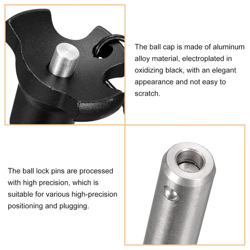 uxcell 304 Stainless Steel Ball Locking Pins with Button Handle, Quick Release Pin with 24.5cm Rope (10mm-31mm)