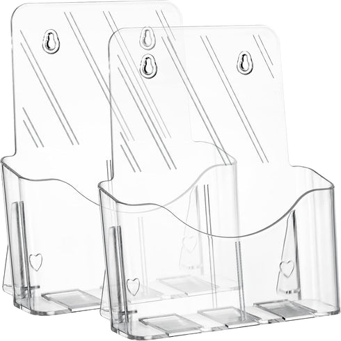 Yarlung 2 Pack Acrylic Brochure Holder, Clear Booklet Display Stand 8.5 x 11 Inches for Desk or Wall Mount