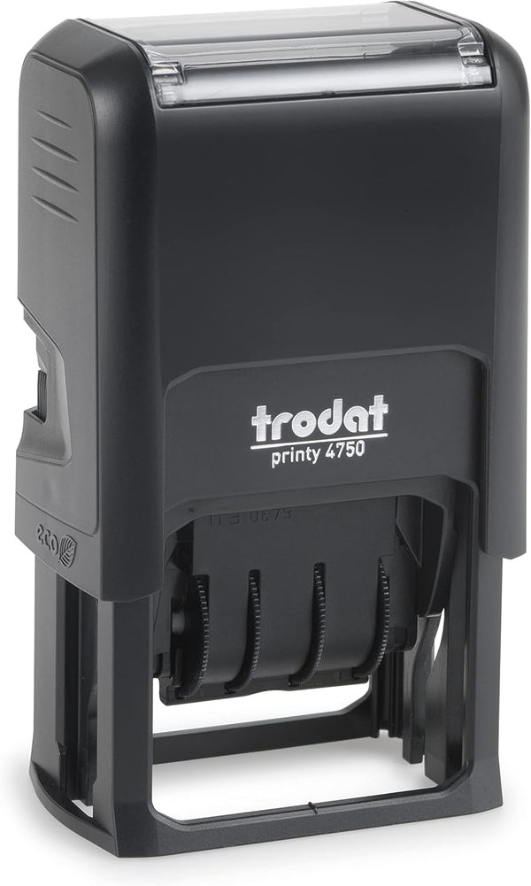 Trodat Printy 4750 Self Inking Date Stamp, Blue and Red Ink, 1" x 1-5/8"