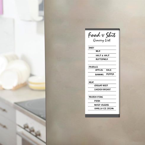 Hebayy 100 Pages Food&Shit Magnetic Back Funny Grocery List Planner Note Pad for Fridge Locker (3" x 8")