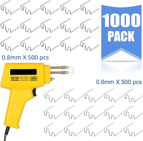 1000 Pieces Hot Staples Welding Rods Bumper Repair Welding Wire for Repair Machine Car Bumpers Dashboards Lamp Holders Plastics Rings Daily Plastics Supplies 0.8 0.6 mm (Wave Shape)