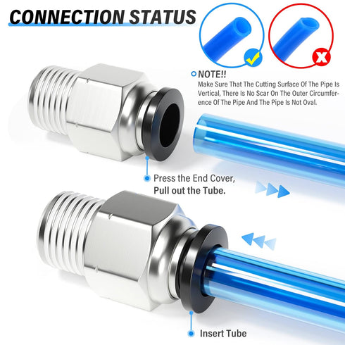 TAILONZ PNEUMATIC Male Straight 10mm Tube OD x 1/8 Inch NPT Thread Push to Connect Fittings (Pack of 10)