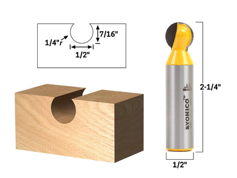 Set 4 1/2-Inch 14471 YONICO Groove Ball End Router Bit Bit Shank