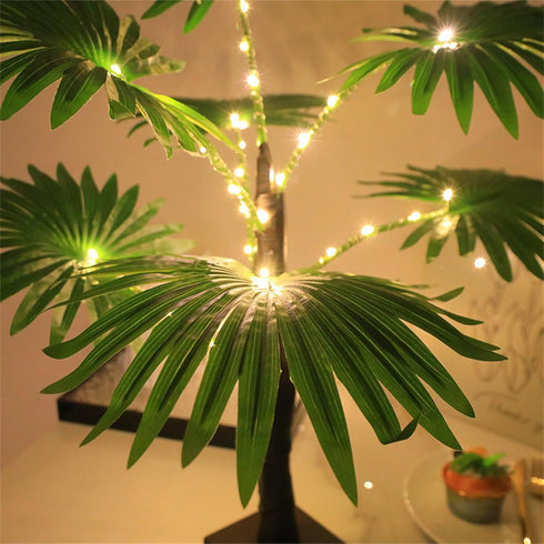 Setups Artificial Palms Tree with LED Light Decorative Table Lamp Decoration for Outdoor Indoor Party Backyard Deck