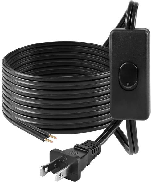 VSEER 3A/120V, (6FT) Lamp Power Cord with On/Off Switch UL Certified Lamp Wire with Molded Plug, Stripped Ends Ready