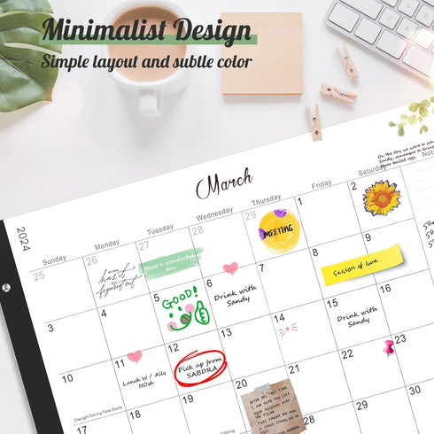 Gannyfer Large Desk Calendar 2024-2025 - 18 Month Calendar Jan 2024 - Jun 2025, 22" x 17" Desktop Pad Calendar, Greenery Office Supplies Perfect for Planning and Organizing In Home, School or Office by Gannyfer