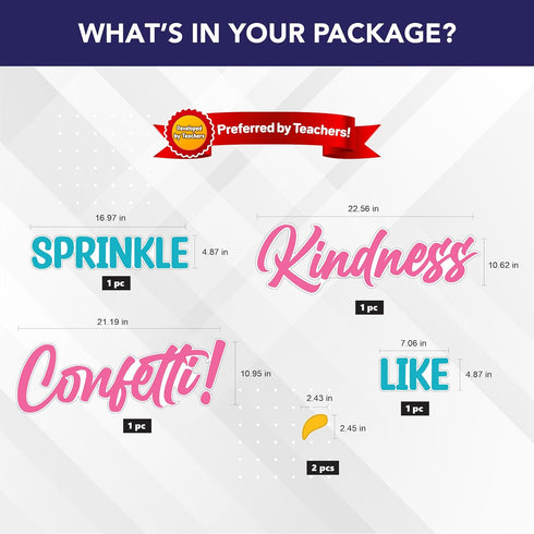 Decorably 101 Pcs Kindness Bulletin Board Sets - Sprinkle Kindness Decorations for Classroom with Borders