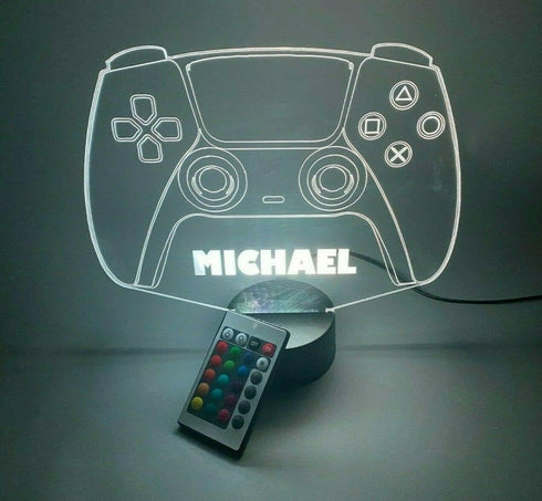 16 New Video Game Controller Gamer Name Gamertag Gaming Room Games Gift Night Light Up Table Desk Lamp LED Custom