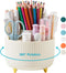 Desk Pencil Pen Holder, 5 Slots 360 Degree Rotating Organizer for Stationery Supplies (Cream Yellow)