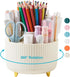 Desk Pencil Pen Holder, 5 Slots 360 Degree Rotating Organizer for Stationery Supplies (Cream Yellow)