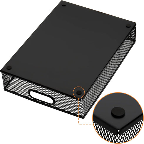 Elsjoy 2 Pack Desk Drawer Organizer Tray, Metal Mesh Storage Tray with Handle