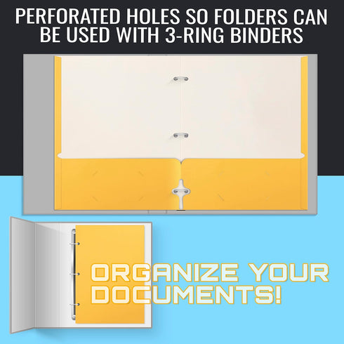 Better Office Products Two Pocket Portfolio Folders, 50-Pack, Yellow, Letter Size