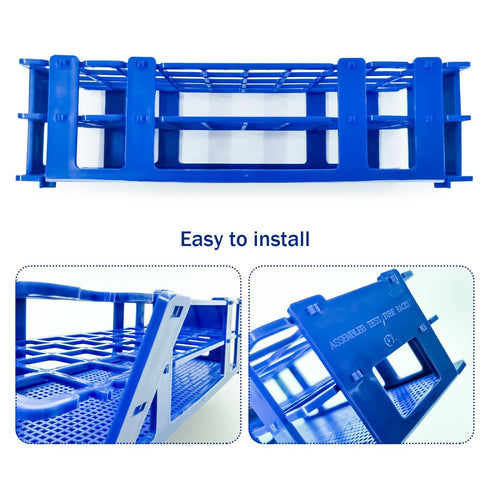 3 Packs Blue Plastic Test Tube Rack, Detachable Holder for 20mm Test Tubes, 40 Holes Lab Test Tube Rack