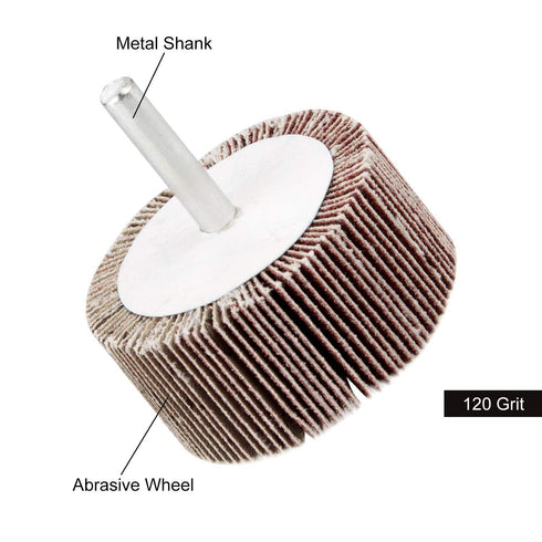 10 Pack Sanding Flap Wheel, 2 x 1 x 1/4 Inch Shank Mounted Flap Wheels 120 Grit Aluminum Oxide Abrasive for Rust