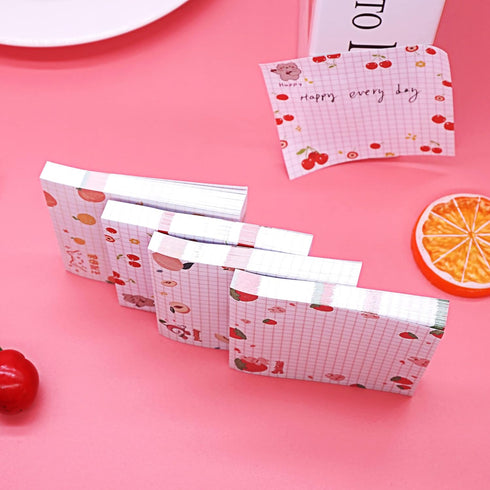 Sticky Notes, Cute Kawaii Sticky Notes 3.1x3.1in, 4 Pads, 80 Sheets/Pad, Self-Stick Note Pads, 4 Unique Patterns
