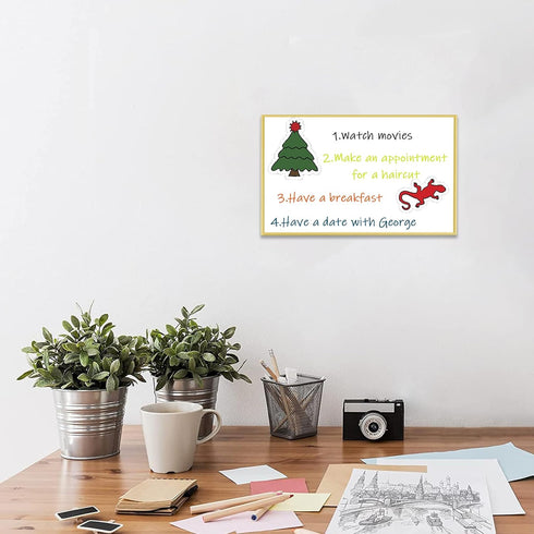 Dry Erase White Board, 8"x 13" Gold Aluminum Frame Magnetic Whiteboard for Wall Office, School, Home