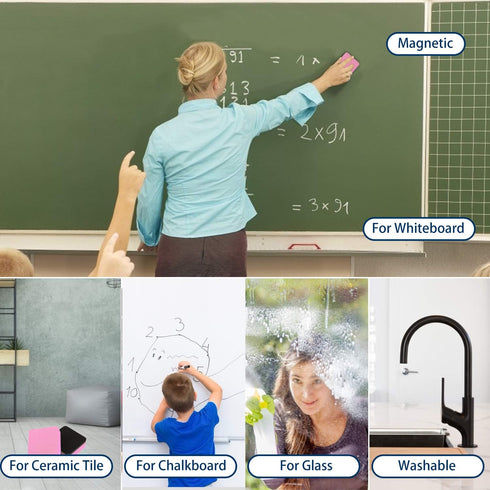 Dry Erase Erasers, 48 Pack Magnetic Whiteboard Erasers for Classroom, Office, Home (48pcs Pink)