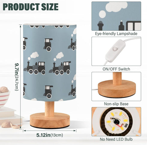 Vozoza Toy Steam Train LED Table Lamp with USB Port Night Light Bedroom Lamps for Nightstand Living Room Dorm Home