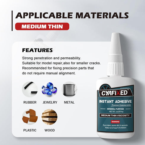 Strong Cyanoacrylate (CA) Super Glue - Fast Curing Medium-Thin Viscosity Instant Adhesive, 4 oz. for Permanent Repair