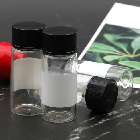 10-Pack 10ml Premium Clear Glass Vials with Lids, Borosilicate Glass Small Vials for Samples with Labels