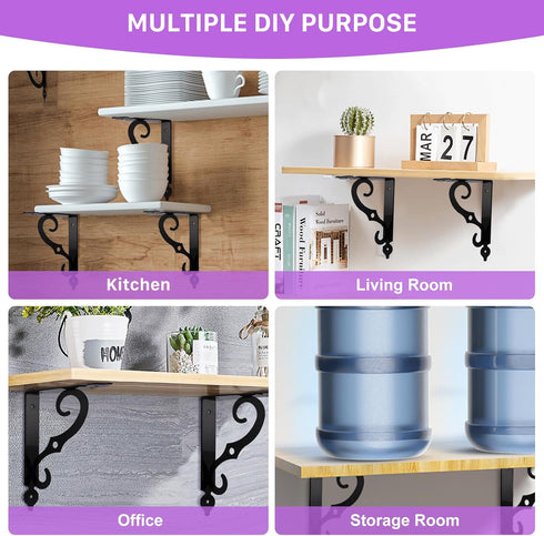 Jeffbaubl 10 Pack 7.4 Inch Decorative Shelf Brackets, L Shape Wall Mounted Shelf Support, Heavy Duty Metal Corner Brace