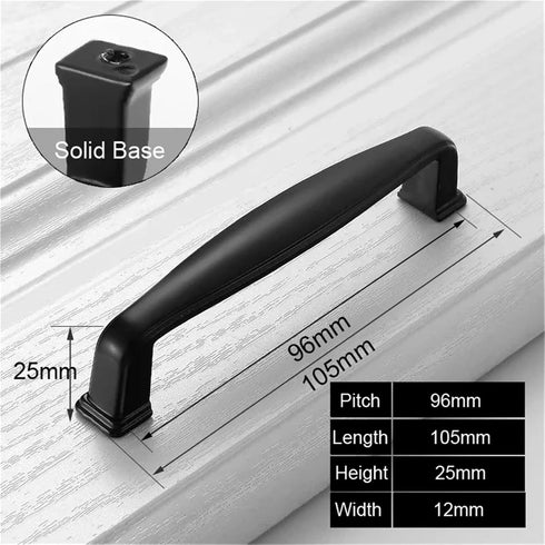 Yingluno 10Pcs Hardware(96mm) Black Aluminum Alloy Bedside Table Handle Minimalist Cabinet Pulls Furniture