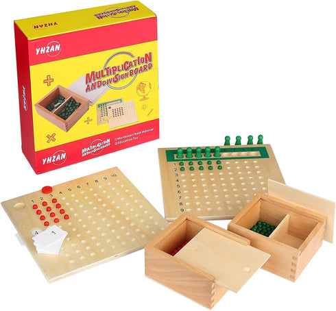 YHZAN Montessori Math Board Learning Multiplication & Division STEM Wooden Educational Toy