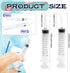 Conagel 100 12ml Pcs Plastic Syringes with Curved Tip and Straight Tip Disposable Irrigation Syringe with Measurement
