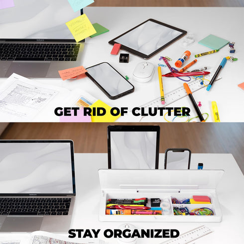 Desktop Whiteboard - Glass Dry Erase Board, 2 Pack, with Phone & Tablet Slot, 4 Markers, 1 Eraser