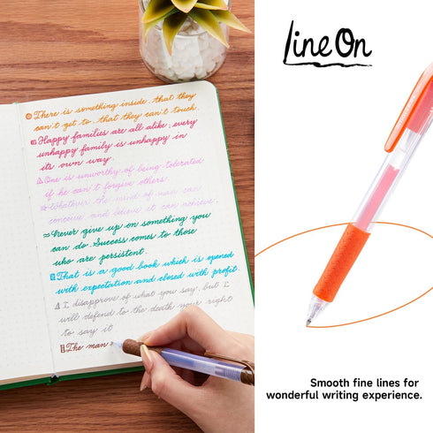 Lineon 20 Colors Gel Pens, Retractable Medium Point (0.7mm) with Grip, Smooth Writing for Adults and Kids Journals