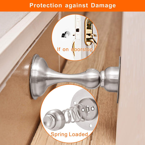 Magnetic Door Stop 4 Pack, Brushed Nickel No Drilling Needed, Soft-Catch Magnetic Door Holder for Home