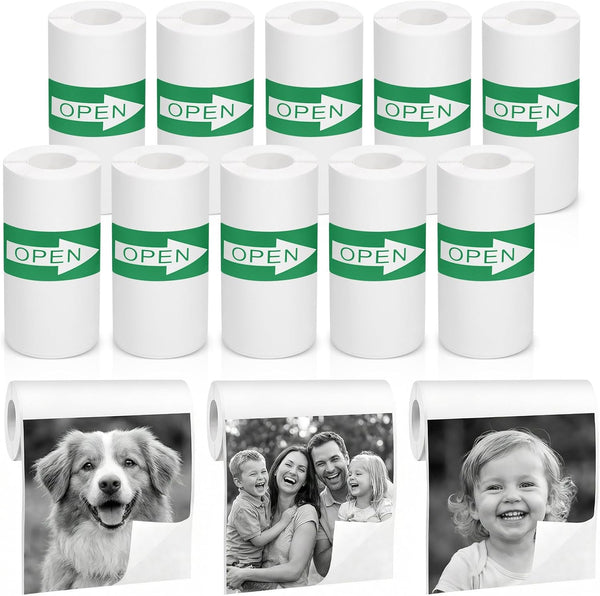 WATMTIN 10 Rolls Mini Thermal Printer Sticker Paper, 57 X 25mm Self-Adhesive Thermal