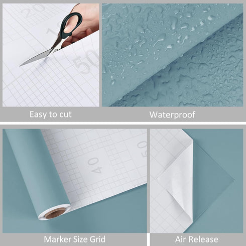 WESTICK Blue Wallpaper, 15.75" x 78" Self Adhesive Peel and Stick Contact Paper for Kitchen Cabinets and Accent Walls